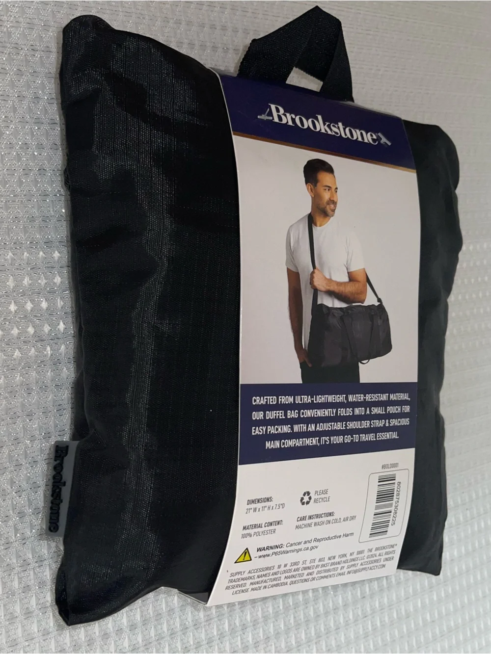 Brookstone Packable Travel Duffle - Black - NWT